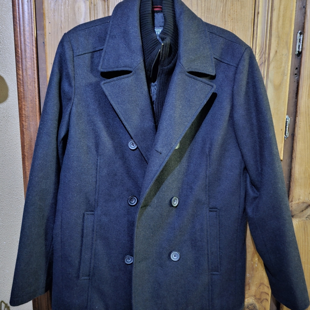Kenneth Cole Reaction Dark Black Pea Coat Size M
